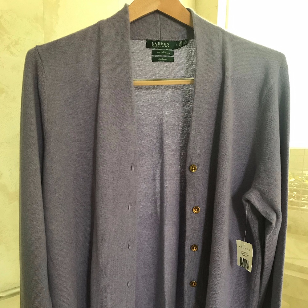 RALPH LAUREN CASHMERE CARDIGAN - LAVENDER